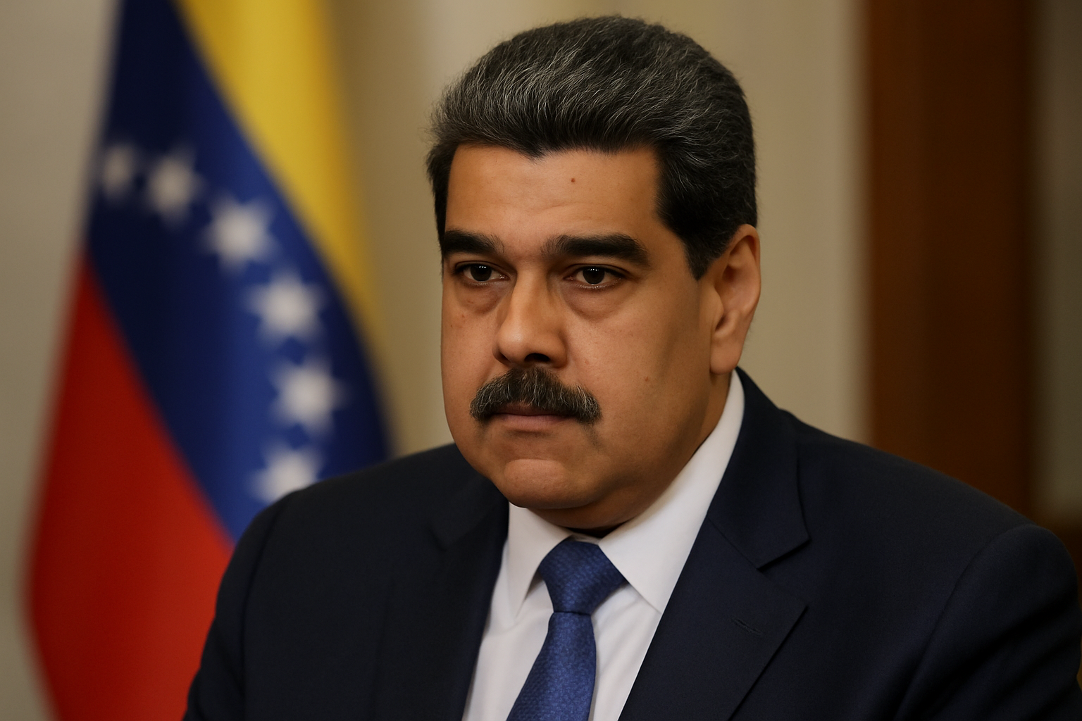 Retrato generado por IA de Nicolás Maduro (imagen ilustrativa — no es fotografía real).